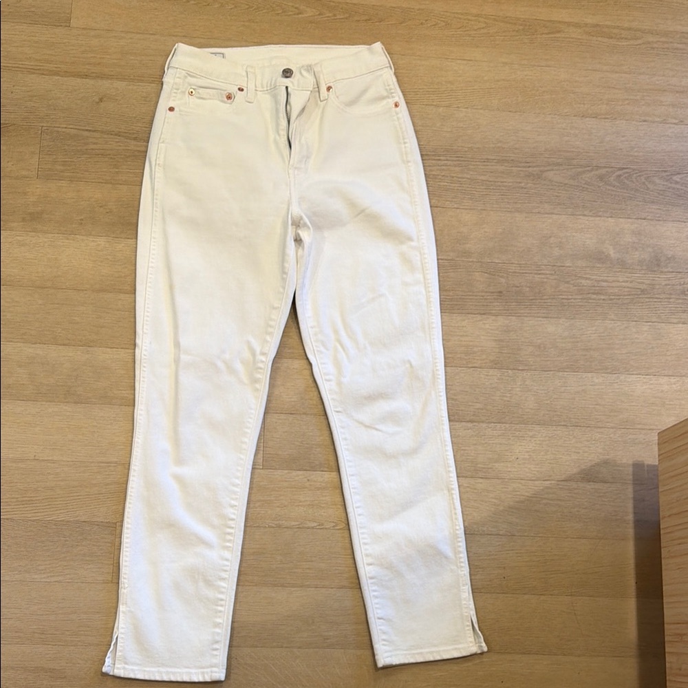 White High-Rise Straight Jeans